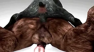 Minotaur fucks duplicate fool around with and cums down his throat - wildlife