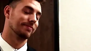 Office clerk has no choice but to suck boss' step-son cock