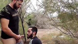 Swallowing cock in the cruising field