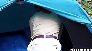 Twinks in concert in threesome during camping