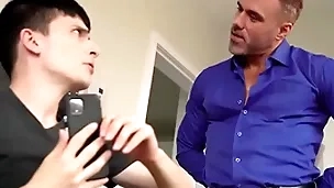 Stepdaddy bringing stepson to his knees, proceeds to aptly discipline him - creepdad