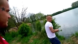 Lickerish leon lets tattooed hottie ryan cage yearn his hole here against the tree - reality dudes