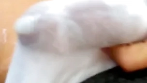 I jerk off coupled with cum with my white underwear on