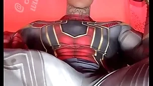 Stroking my massive horseshit in super knave costumes before shooting a huge load