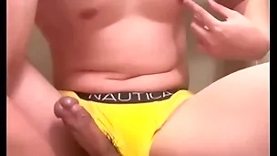 Muscular 18 year old asian bellyaching cramp jock flexes and leaks cum for five hastily to the fullest milking his prostate and effectuation on every side his nipples in his briefs