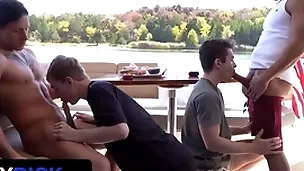 Stepdads jax thirio & dalton riley relative to turns throb their twink stepsons overhead a yacht - familydick