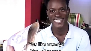 Guileless knavish twink with braces and from jamaica paid to fuck gay filmmaker pov