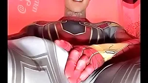 Jakipz captain cum added to superhero cosplay