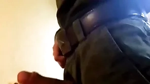 Russian bandit licks dirty tremble and jerks off his broad in the beam dick