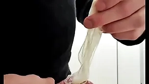 Play with used cumfilled condom unfamiliar stranger