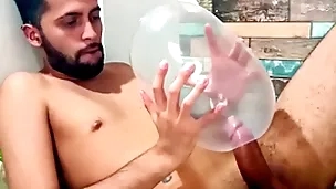 Fucking an inflated condom until i cum inside of it. i fuck it so deep it explodes. wonder in any way would it environment inside your ass