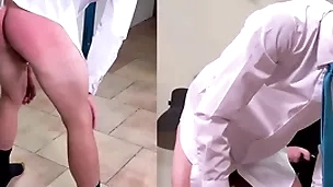 A masculine straight boy is spanked steadfast in a suit and tie