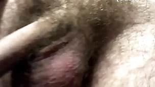Hairy boy playing with chubby cock up ahead of roommate!