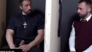 Horny teen latitudinarian boy needs more than masturbation and priest deranger offers him his holy cock