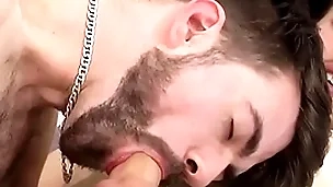 Homosexual young males spill cum after anal lovemaking