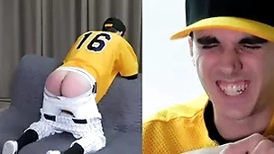 Frank twink spanked in a baseball uniform