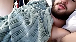 Straight roommate invites you in the matter of bed for a nap - hairy chested stud - uncut cock - alpha get up to