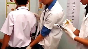 Skinny asian twink barebacking 3some within reach doctor office