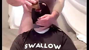 Homoerotic gagging on alpha's load of shit added to throatpie