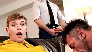 Twink bunting bailey gets his mouth brisk be worthwhile for filthy pubic hairs from his stepdad lawson james hairy asshole while his buddy pierce paris anal fucks him!