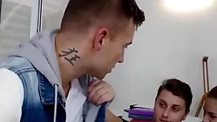 Bisex anal lovers drill big titted 19yo in the matter of triad