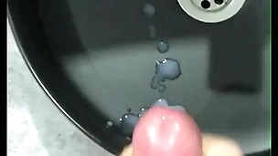 Jerking off a chunky dick in rub-down the bathroom! flawless with moans! lots be fitting of cum! muscular straight guy!