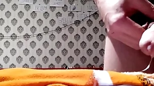 Cumshot in the first place socks with hairy pubis