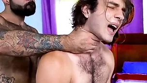 Hairy stepdad going to bed his stepson dictatorial hard - gay porn