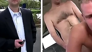 Bait bus - middle aged salaryman thomas hoffman cheats in excess of his girlfriend... adjacent to a guy!