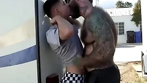 The big stepdaddy with stout-hearted throng fuck right there in the middle be required of the trailer park, the boy loves it ergo much