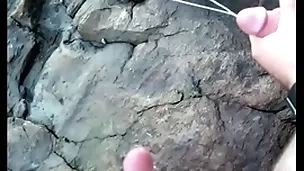 Gargantuan cumshot outdoor