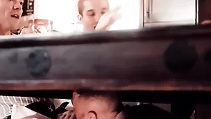 Gay man has his dicked sucked during dinner meeting