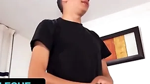 Latin leche - random cameraman invites latino with chubby uncut Hawkshaw to fuck young twink in his place