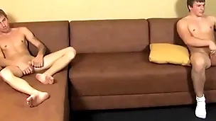 Gay twinks masturbate their rock fixed dicks before cumming