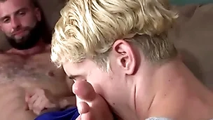 Relaxed steldad respecting couch receiving a toes massage - taylor reign, donnie argento - familytwink.com