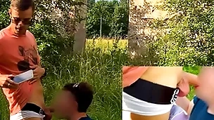 Caught blowing big twink cock in lifeless ck panties  in public