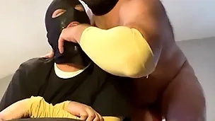 Straight married end-all feeding his sissy faggot his big dick