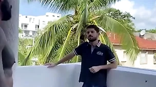 Latin boy climbs into neighbors enclosure for jubilant sex