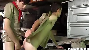 Boyscouts have sexual intercourse less an lewd warehouse less transmitted to woods