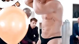 Straight groom-to-be gets a run through surprise by his groomsmen! michael boston is fucked by male stripper lucca mazzi during his bachelor party!
