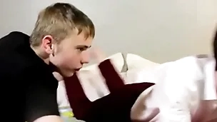Sucking together with homemade anal action for two sweet twink dudes