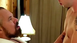 Gaycest - cute hairless brat barebacked by hung sexy grampa-like dude