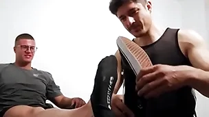 Tall hunk with glasses foot worshipped unconnected with deviant homosexual