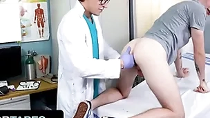 Naughty twink myott Nimrod tricks his doctor to penetrate his tight asshole - doctor tapes