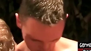Euro studs getting bjs with an increment of drilling bottom in gangbang